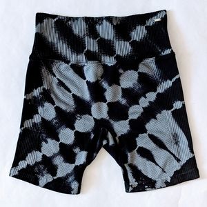 PINK ACTIVE Black/Gray XS High Waist Ribbed Compression Yoga Workout Biker Short